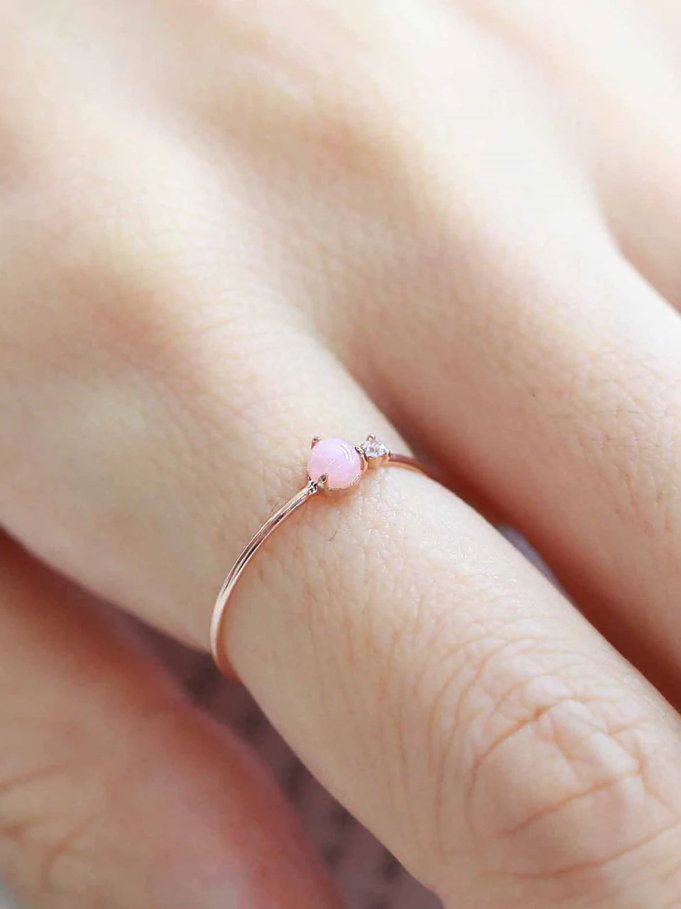 14K Gold Pink Stone Cubic Ring - Image 7