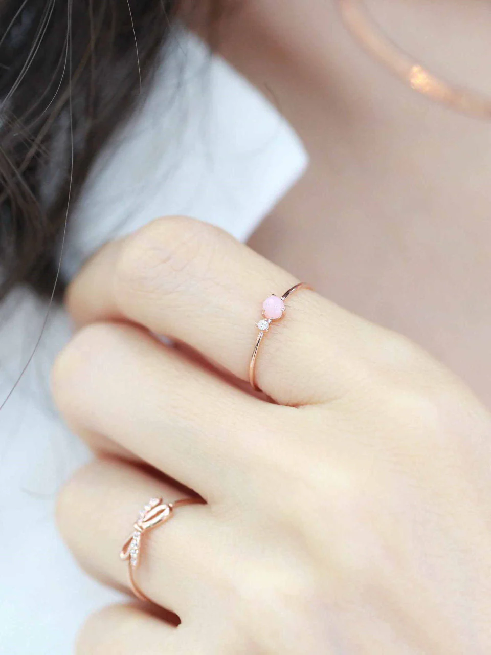 14K Gold Pink Stone Cubic Ring - Image 9