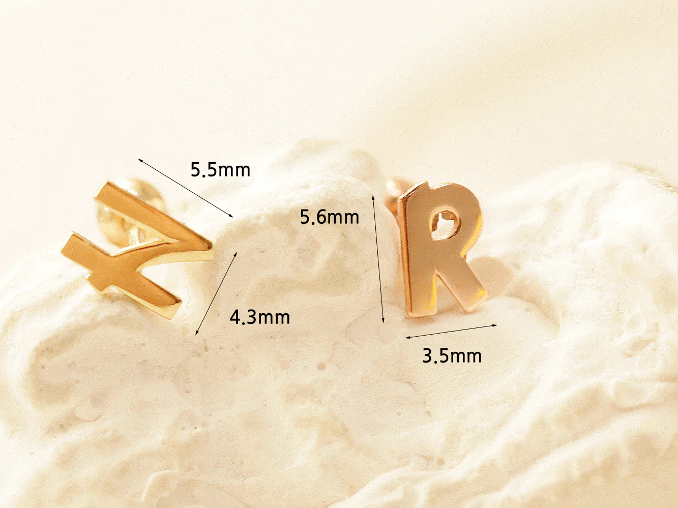 14K Gold Plain Initial Cartilage Earring 20G - Image 11