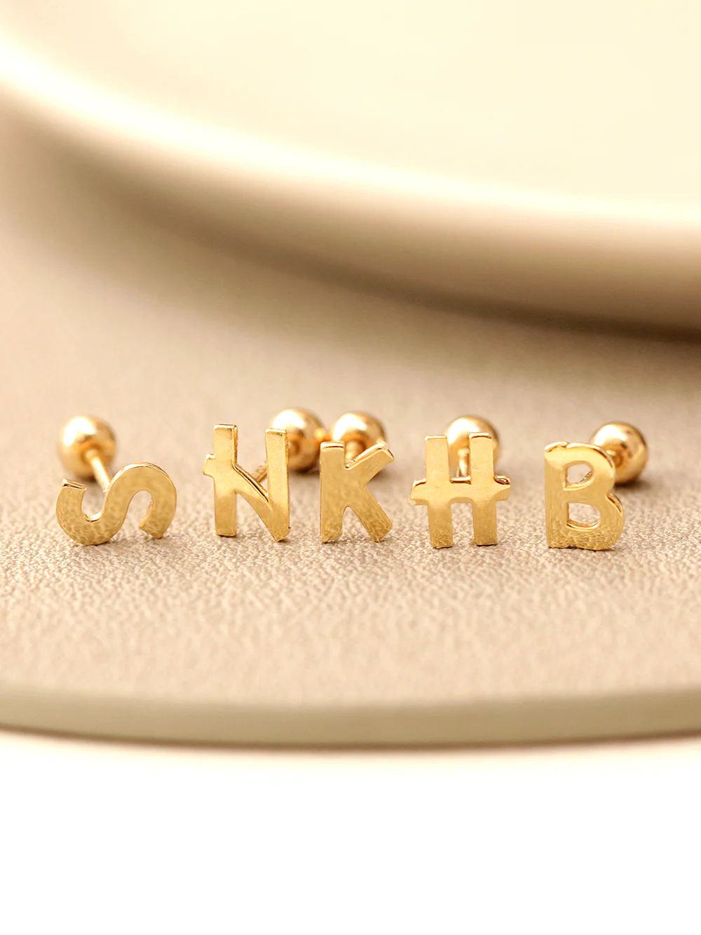 14K Gold Plain Initial Cartilage Earring 20G - Image 8