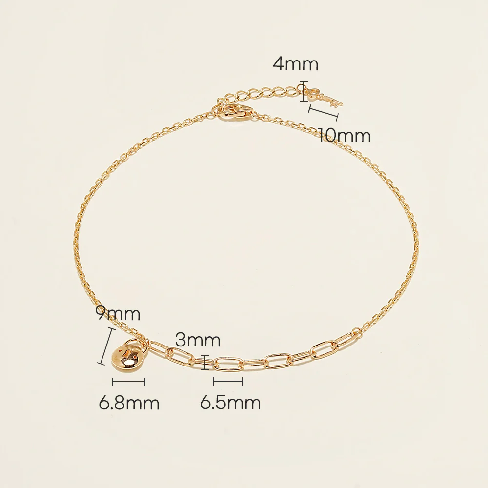 14K Point Lock Anklet Bracelet - Image 15