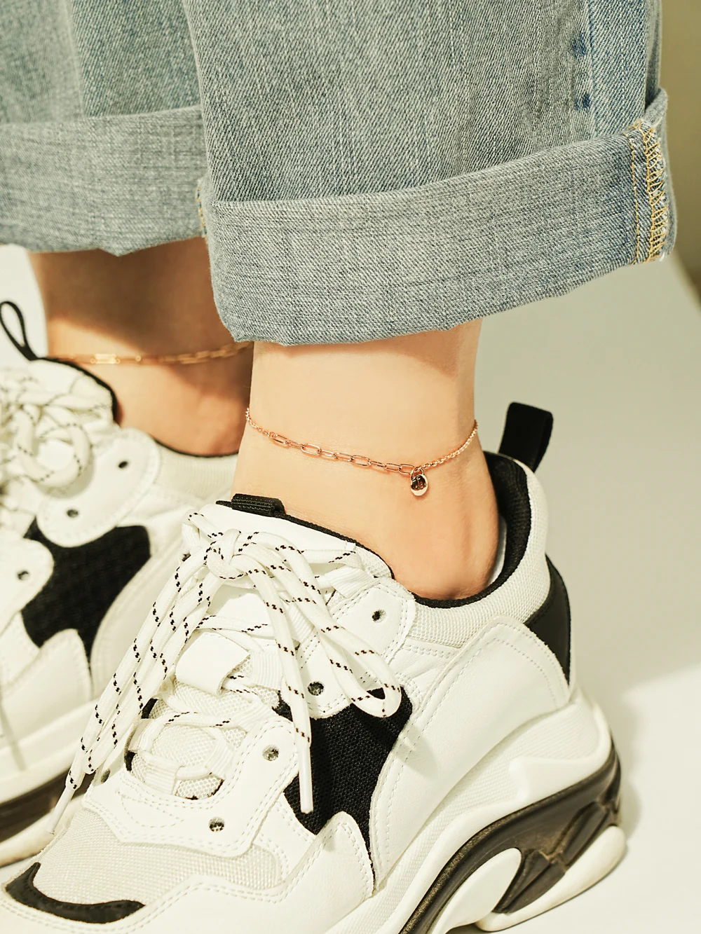 14K Point Lock Anklet Bracelet - Image 4