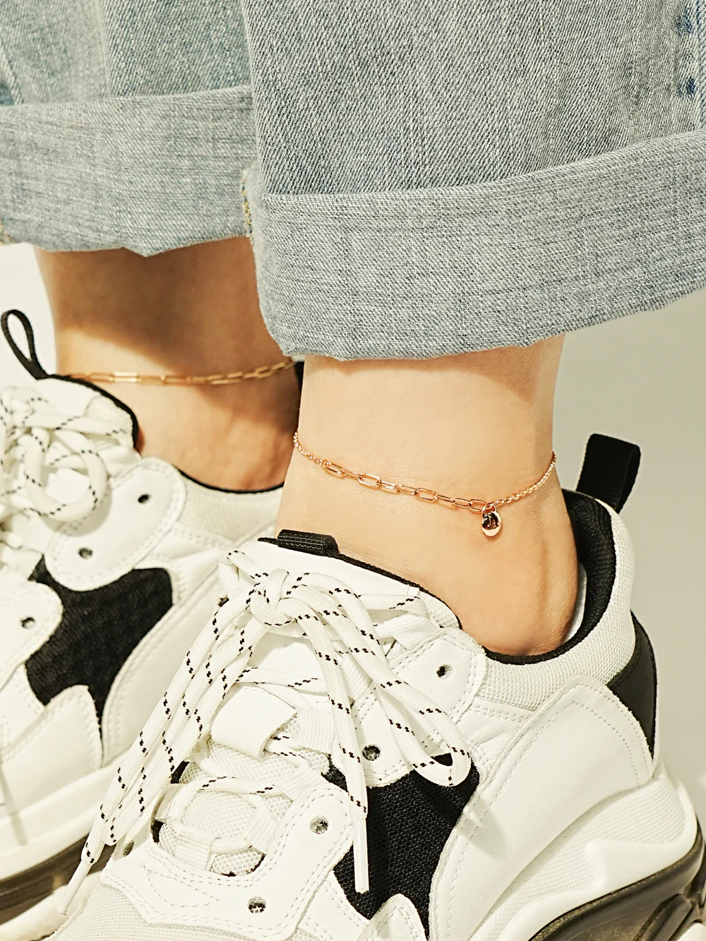 14K Point Lock Anklet Bracelet - Image 6