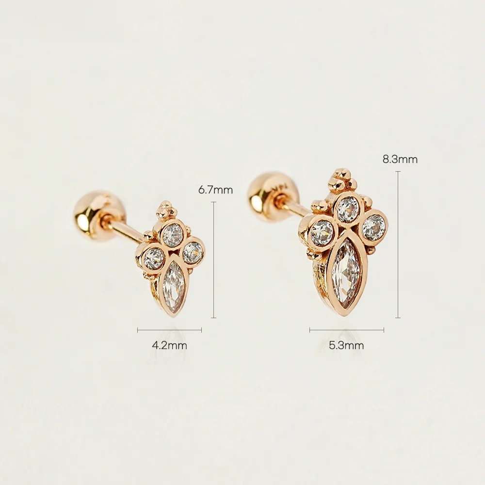 14K Gold Queen Cubic Cartilage Earring 20G - Image 16