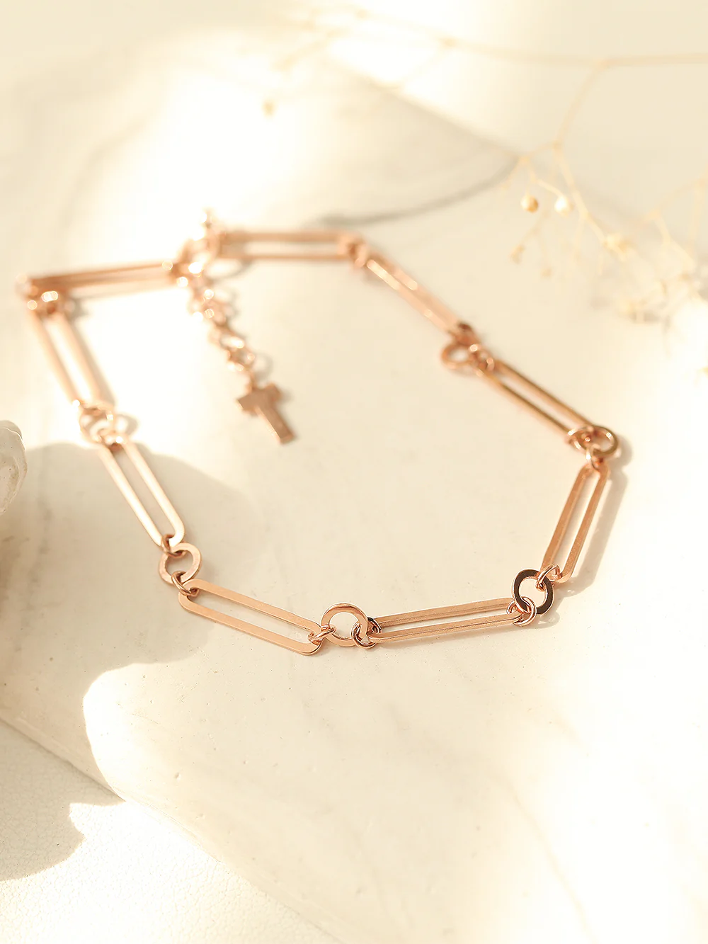 14K 18K Gold Round Square Circle Chain Bracelet - Image 2
