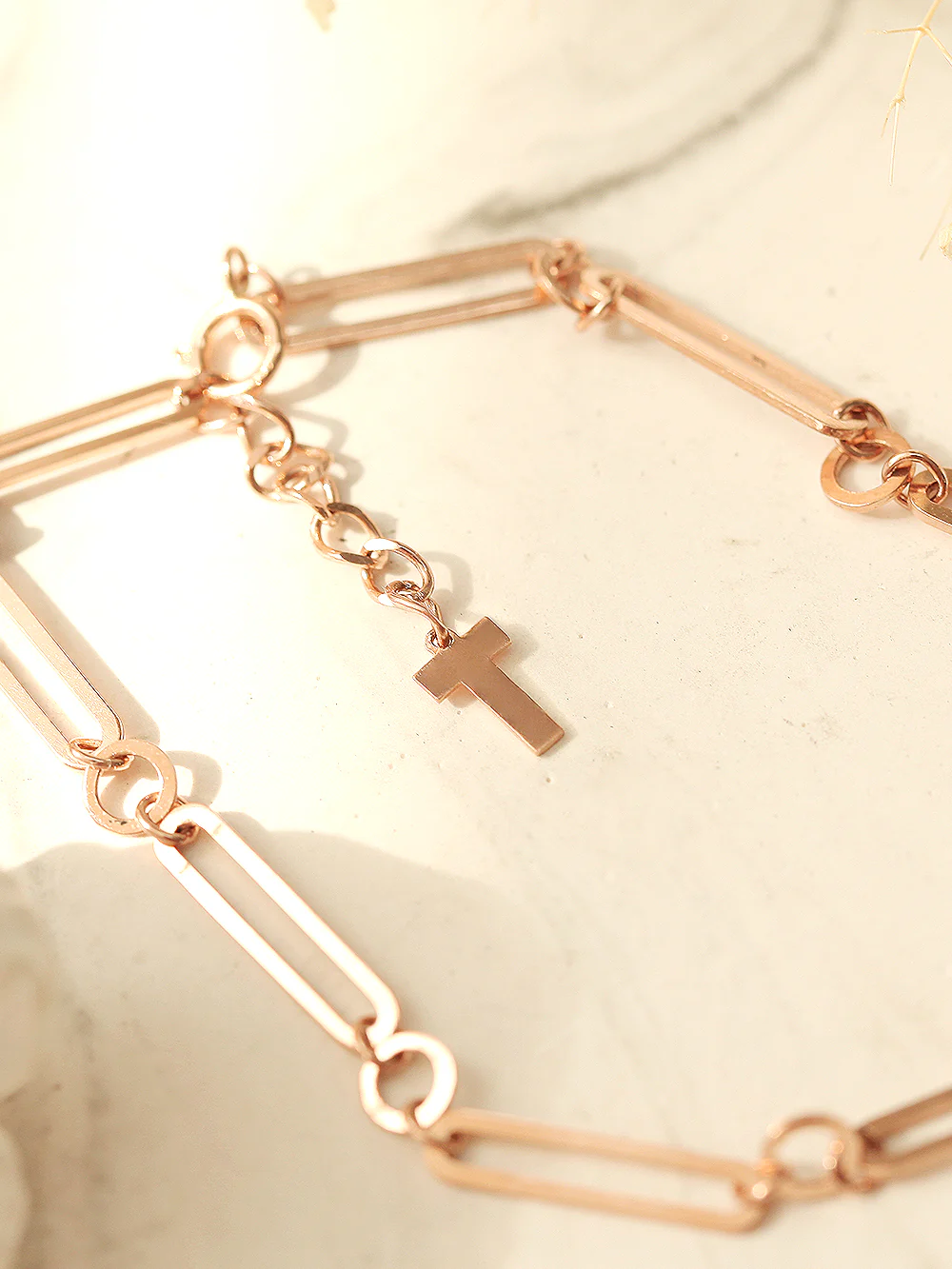 14K 18K Gold Round Square Circle Chain Bracelet - Image 3