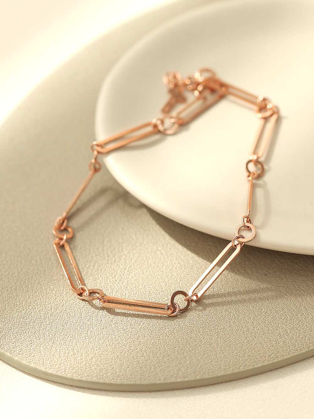 14K 18K Gold Round Square Circle Chain Bracelet - Image 5