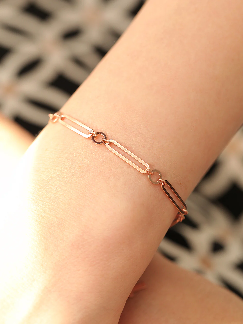 14K 18K Gold Round Square Circle Chain Bracelet - Image 7