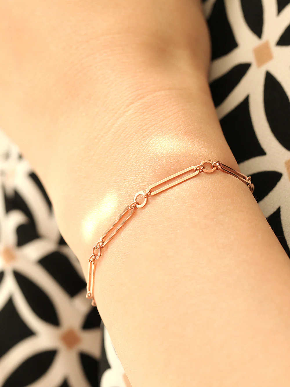 14K 18K Gold Round Square Circle Chain Bracelet - Image 8
