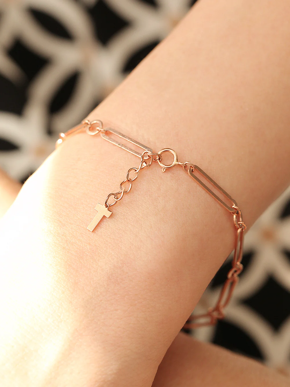 14K 18K Gold Round Square Circle Chain Bracelet - Image 9