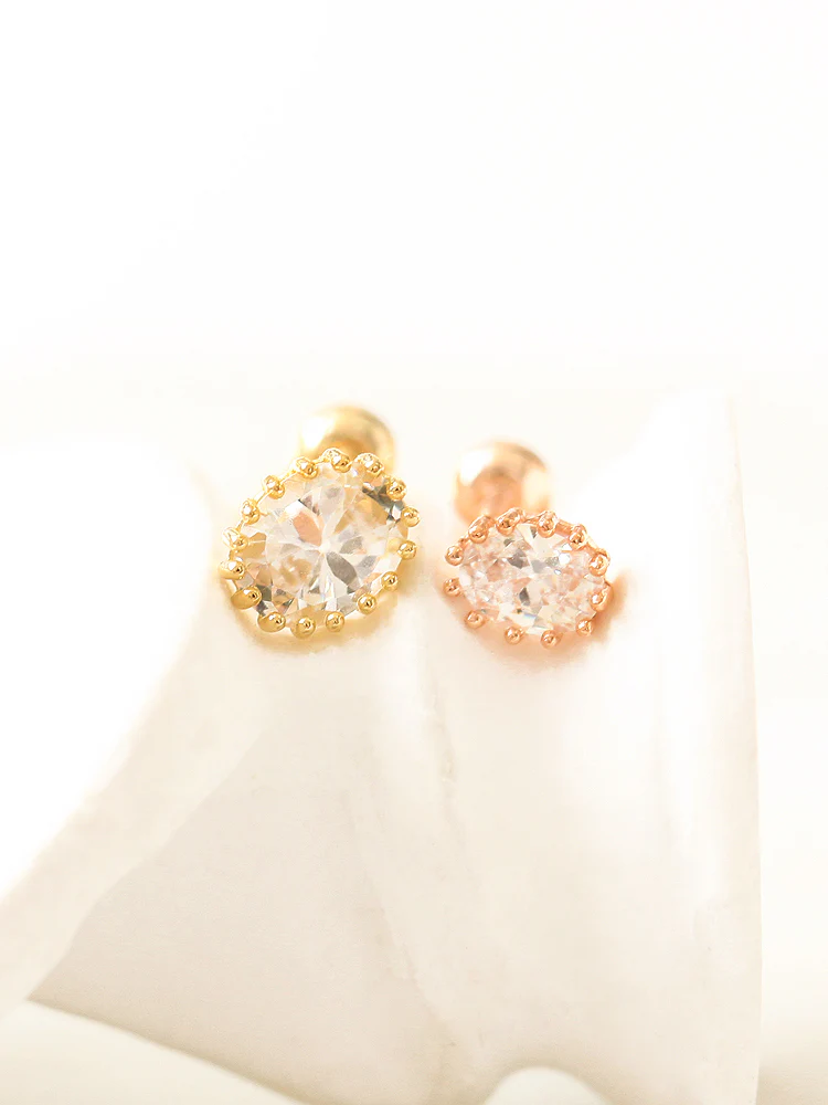 14K Gold Round Cubic Cartilage Earring 20G - Image 4