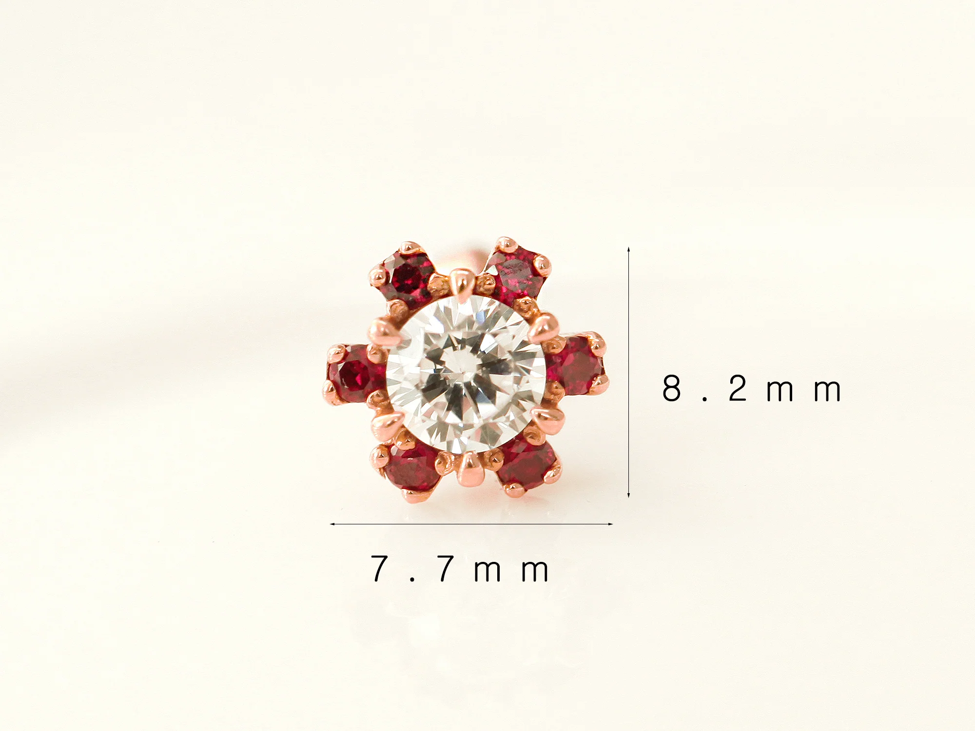 14K Gold Ruby Daisy Flower Cartilage Earring 18G16G - Image 10