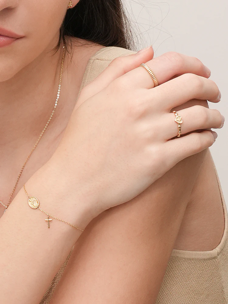 14K Saint Drop Cross Bracelet - Image 14