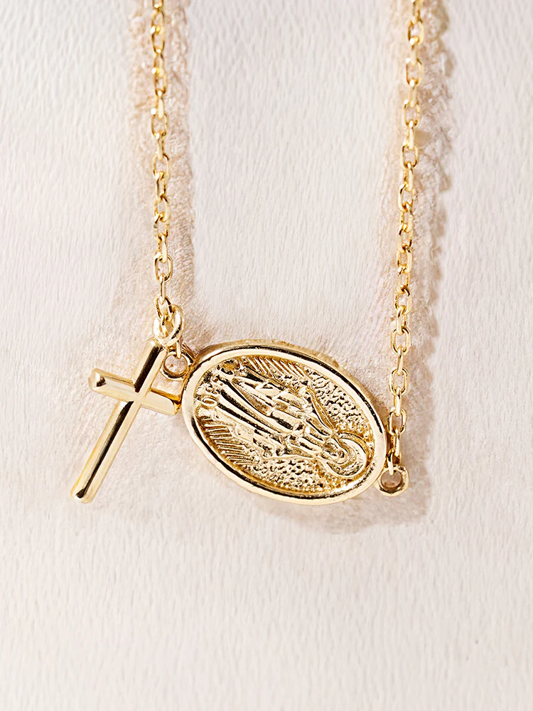 14K Saint Drop Cross Bracelet - Image 15