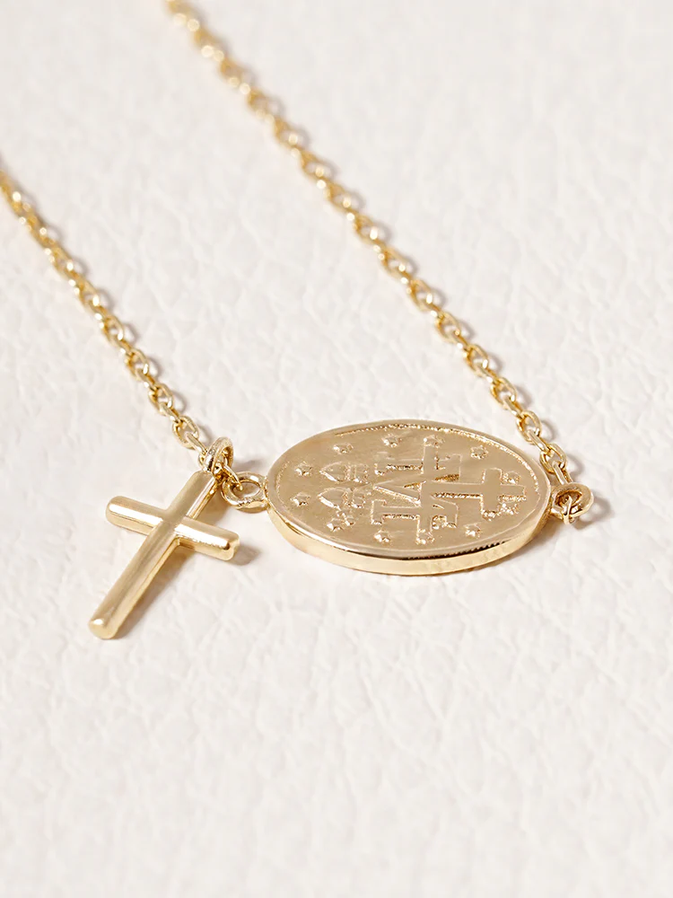 14K Saint Drop Cross Bracelet - Image 17