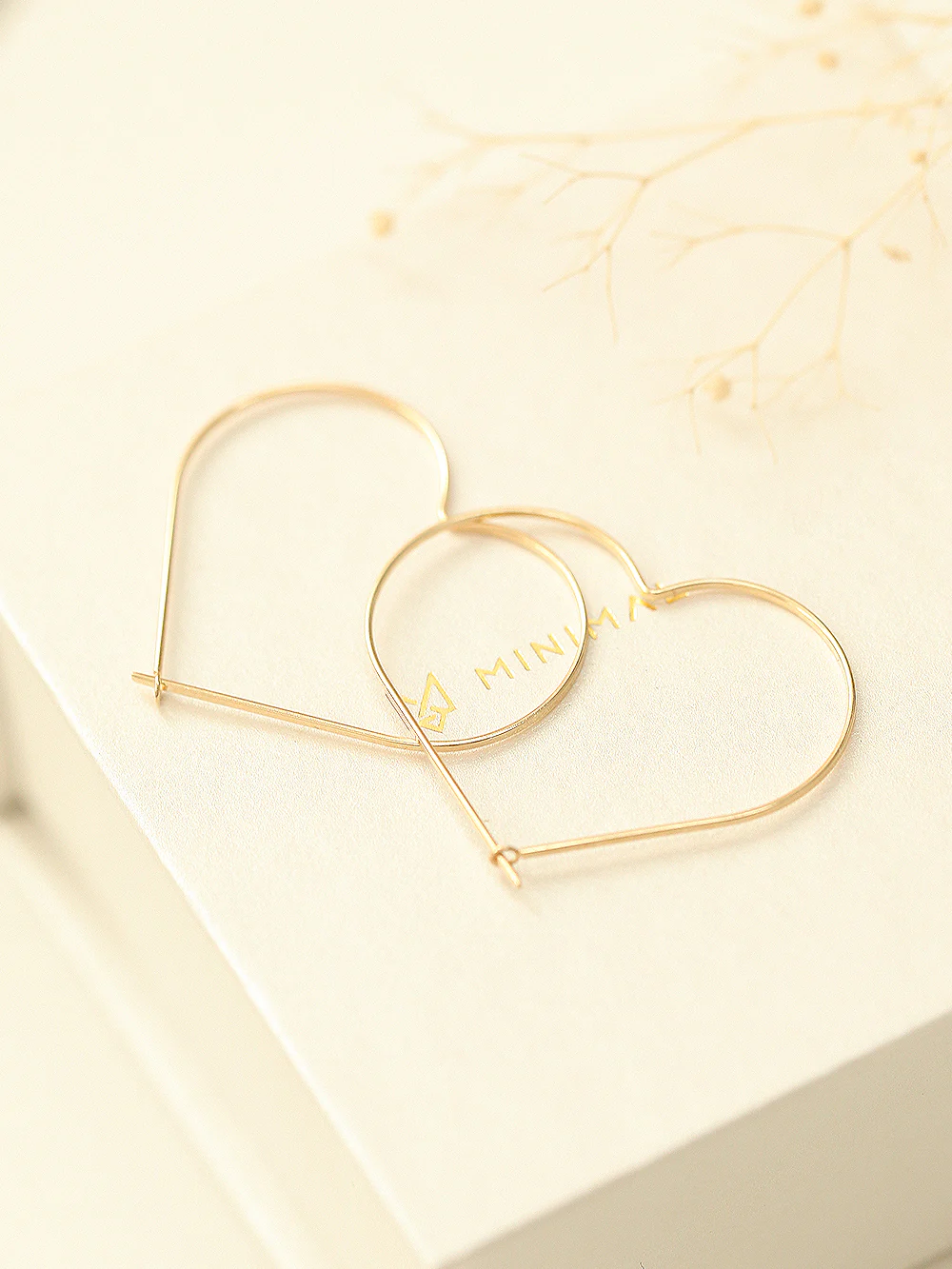 14K Gold Slim Heart Hoop - Image 4