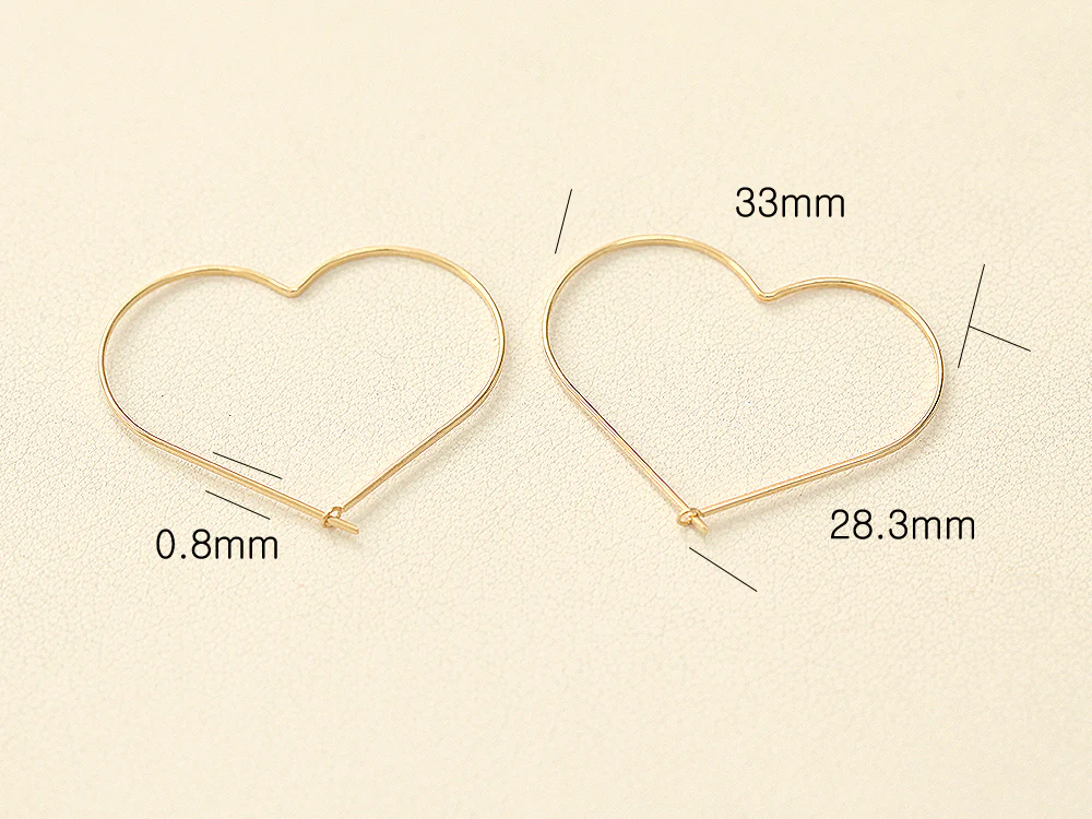 14K Gold Slim Heart Hoop - Image 8