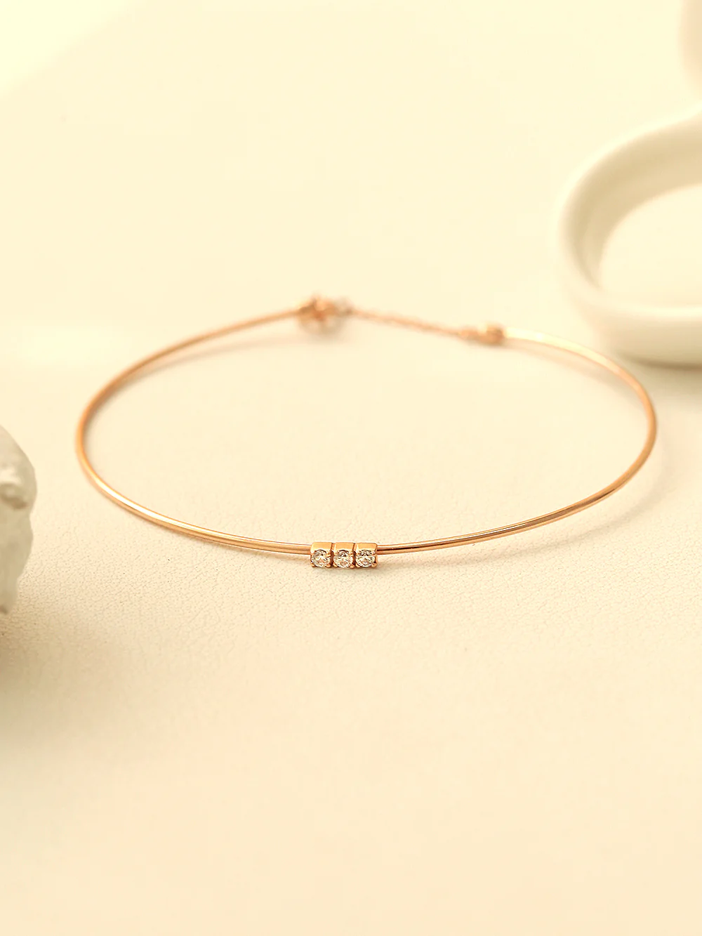 14K Gold Slim Mini Cubic Bangle - Image 10