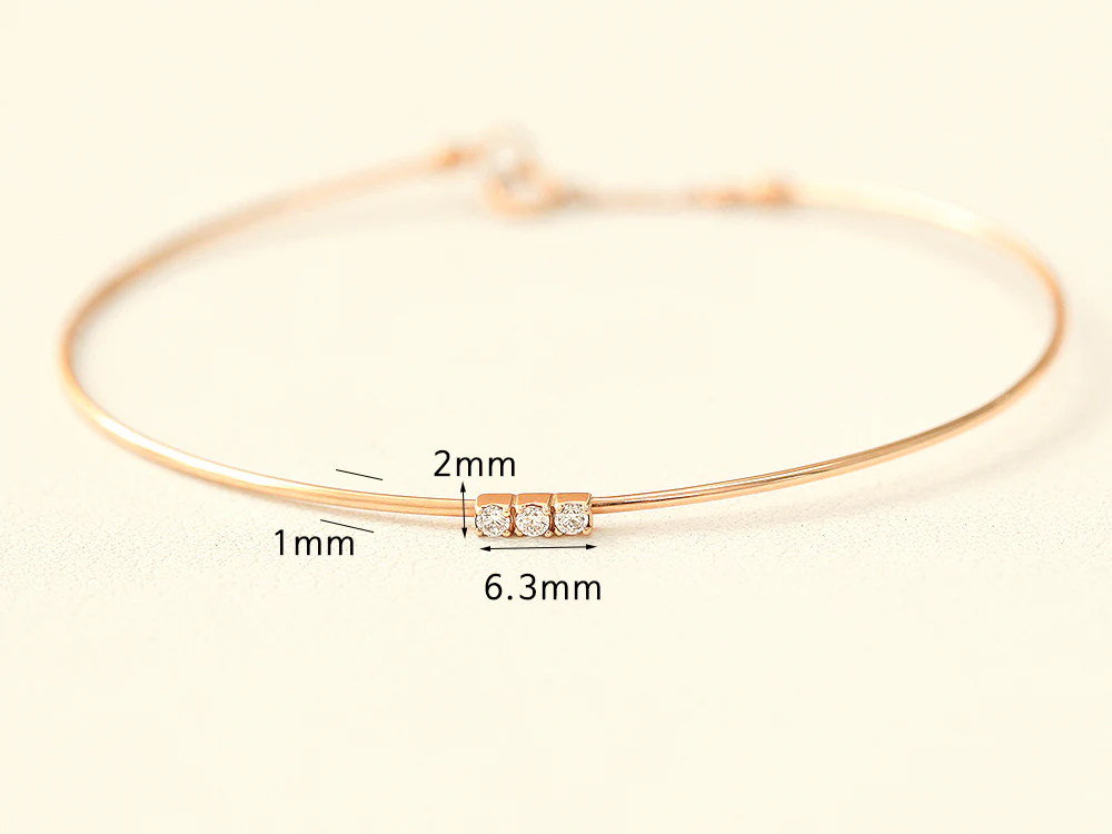 14K Gold Slim Mini Cubic Bangle - Image 13