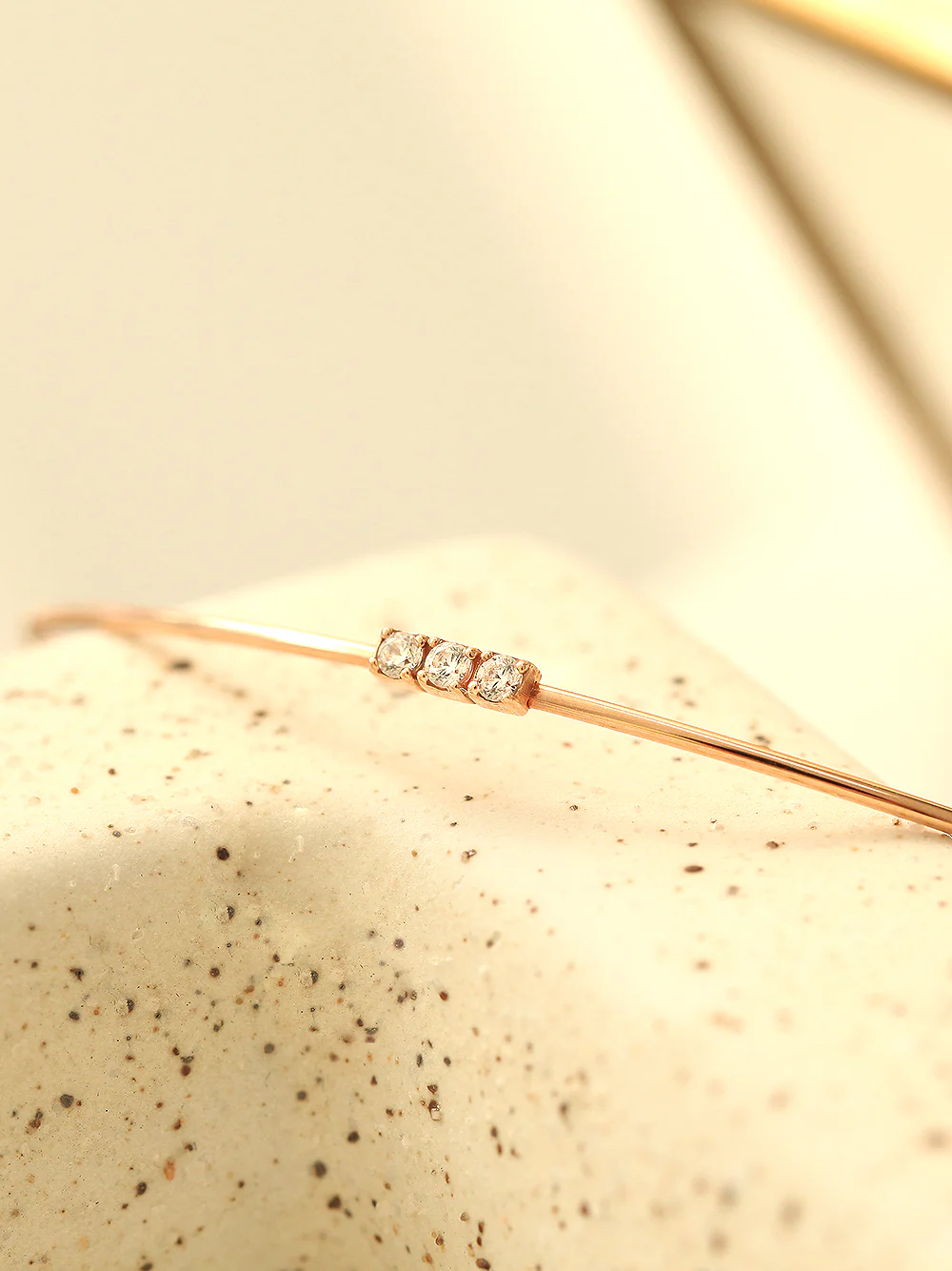 14K Gold Slim Mini Cubic Bangle - Image 6