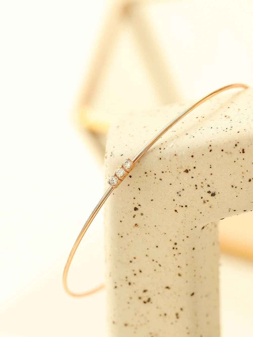 14K Gold Slim Mini Cubic Bangle - Image 7