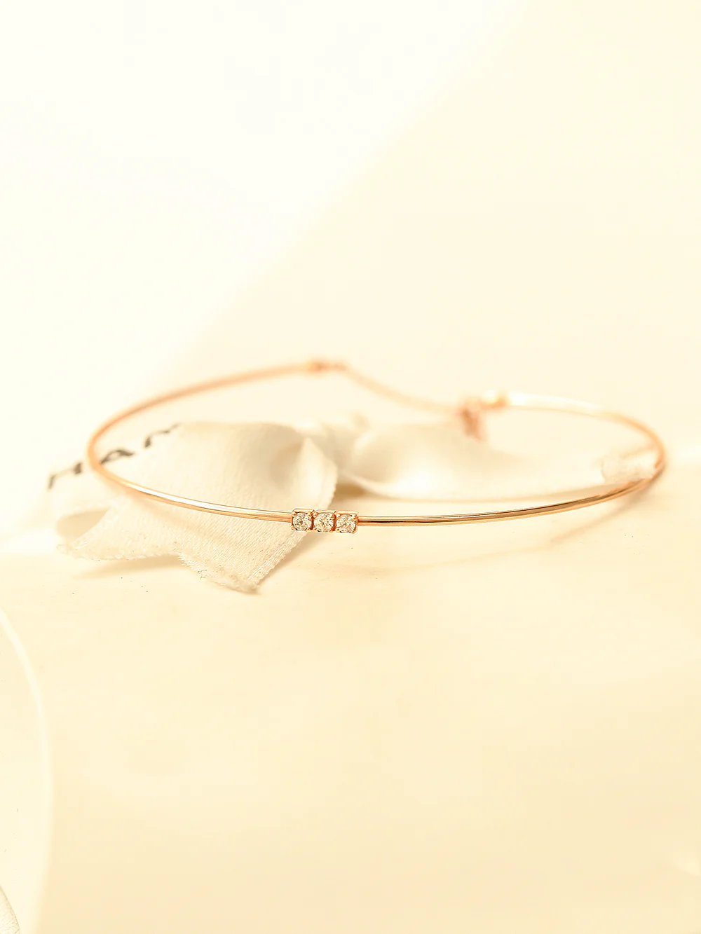 14K Gold Slim Mini Cubic Bangle - Image 8