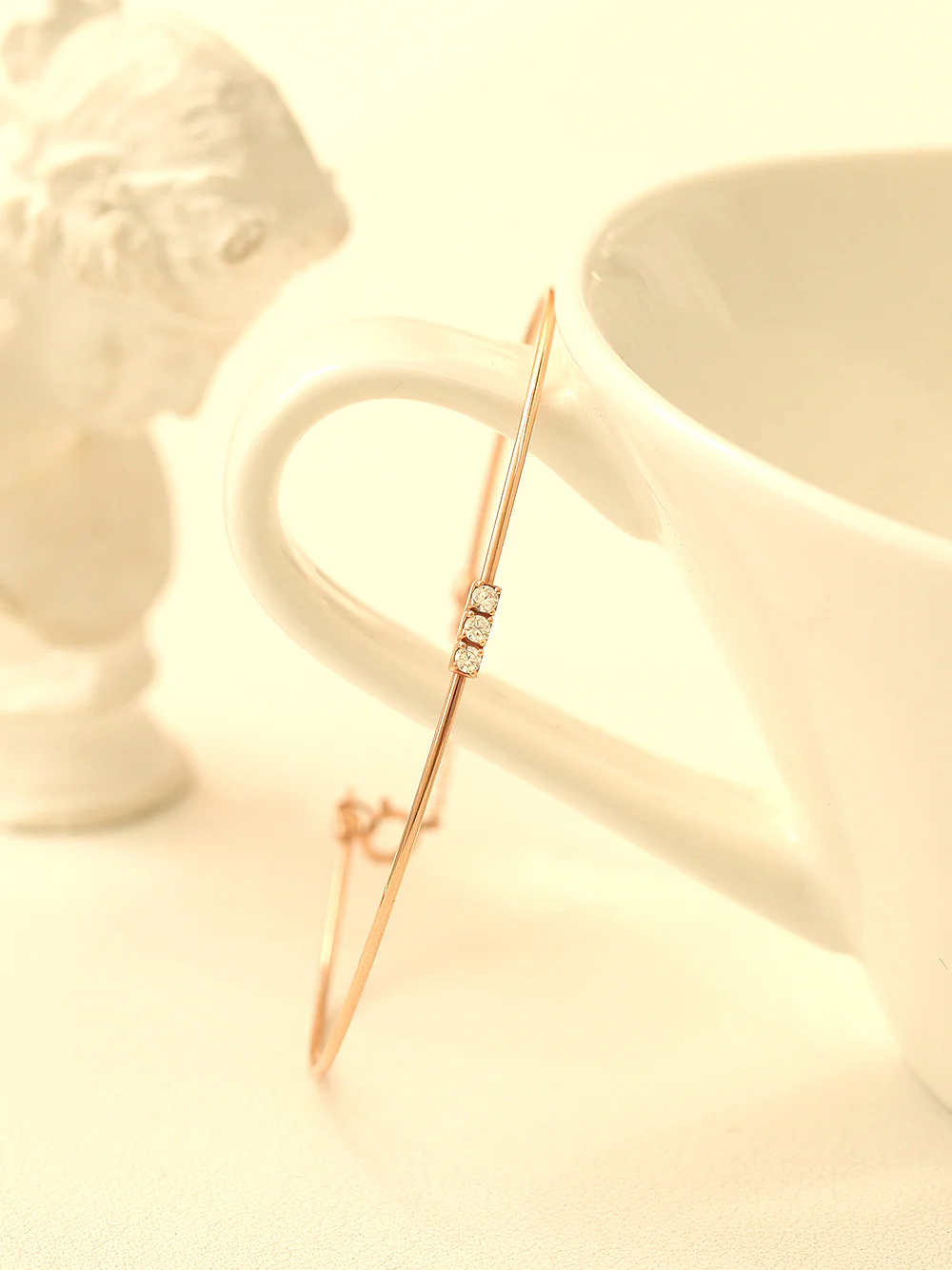 14K Gold Slim Mini Cubic Bangle - Image 9