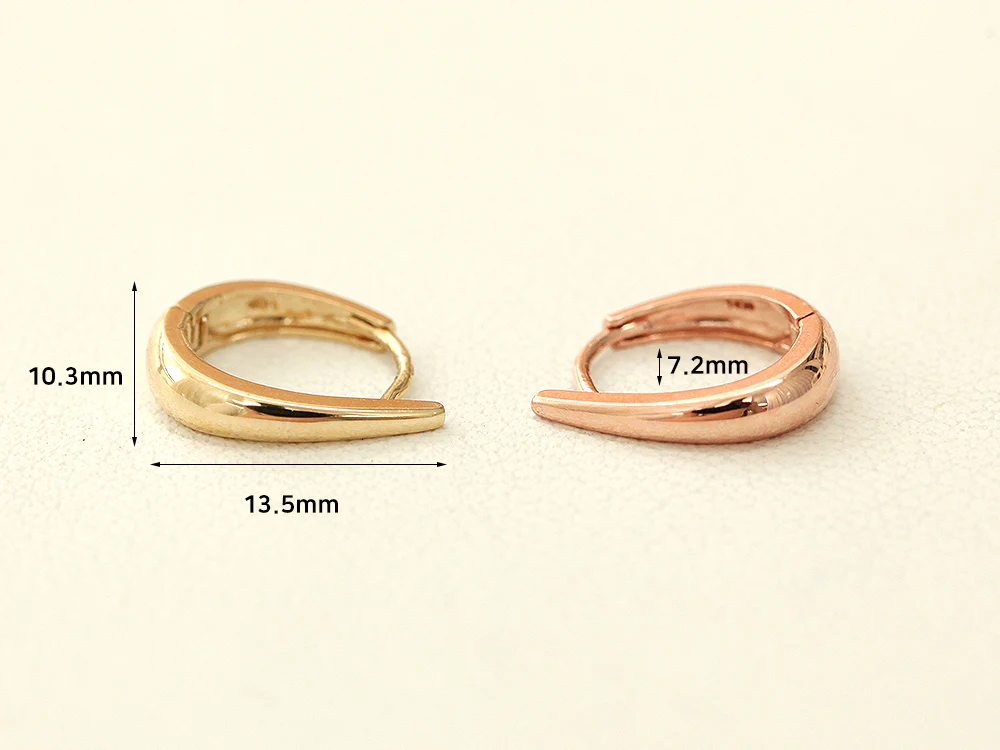 14K Gold Slim Tear Drop Hoop Earring - Image 8