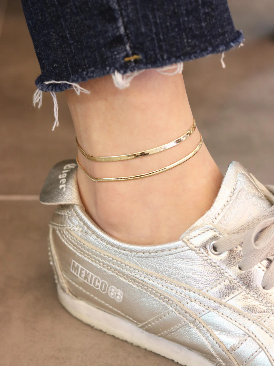 14K Gold Snake Chain Anklet Bracelet - Image 4