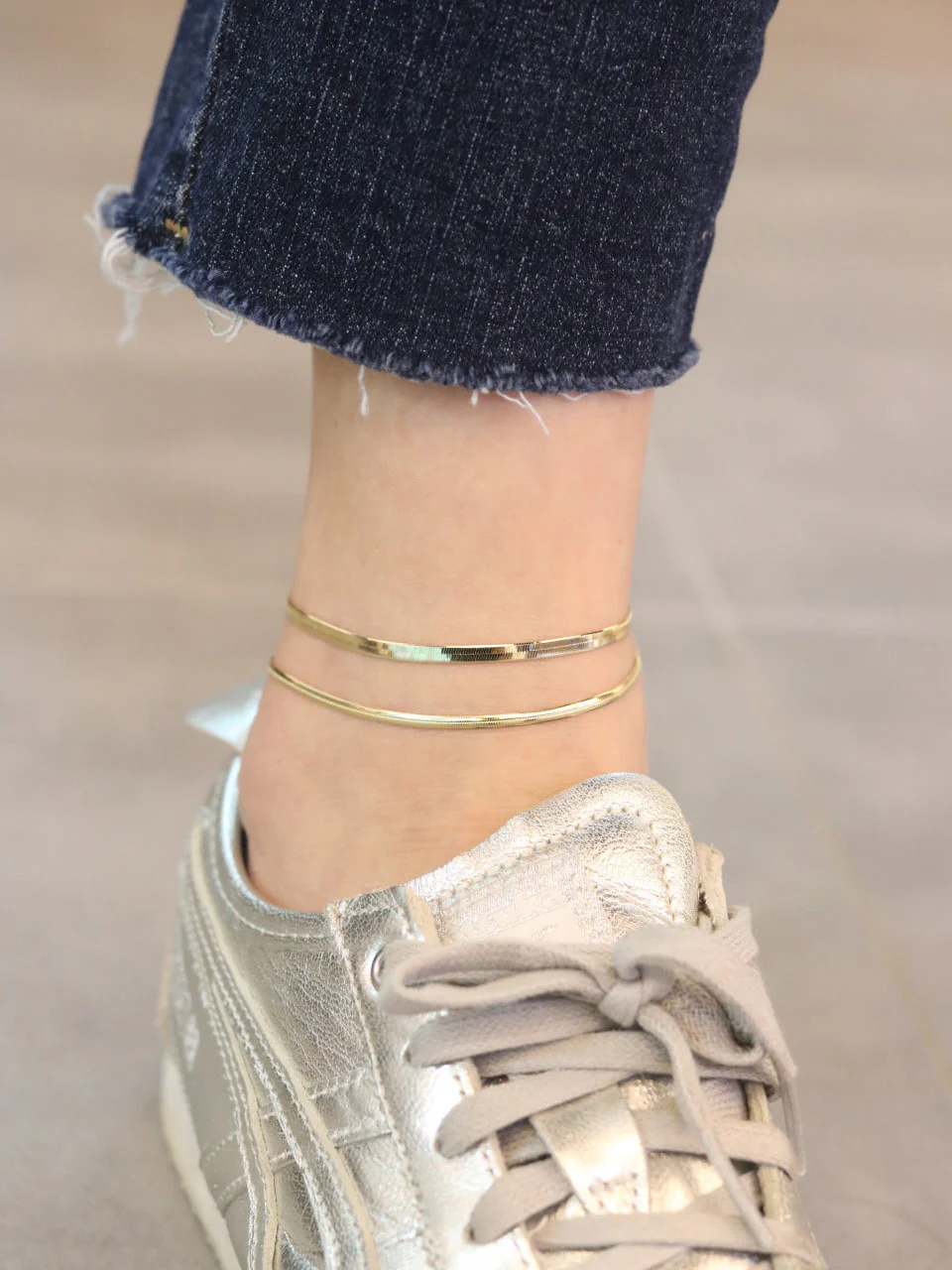 14K Gold Snake Chain Anklet Bracelet - Image 5