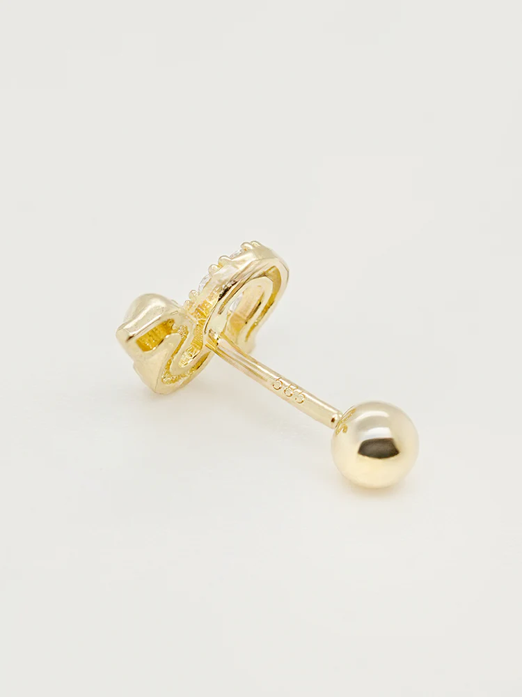 14K Solid Gold Bling Snake Cubic Cartilage Earring 20G - Image 11