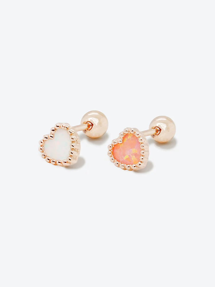 14K Solid Gold Bold Classic Antique Heart Cartilage Earring 20G - Image 10