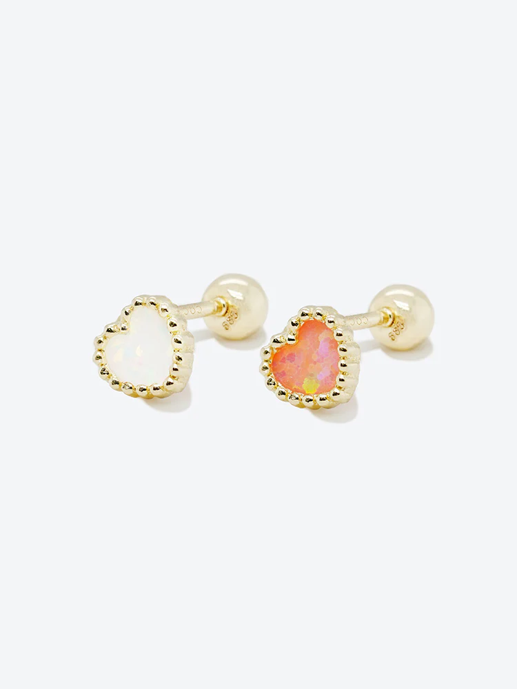 14K Solid Gold Bold Classic Antique Heart Cartilage Earring 20G - Image 12