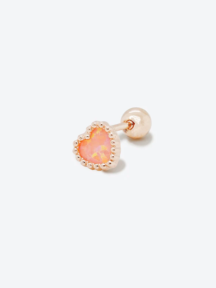 14K Solid Gold Bold Classic Antique Heart Cartilage Earring 20G - Image 14