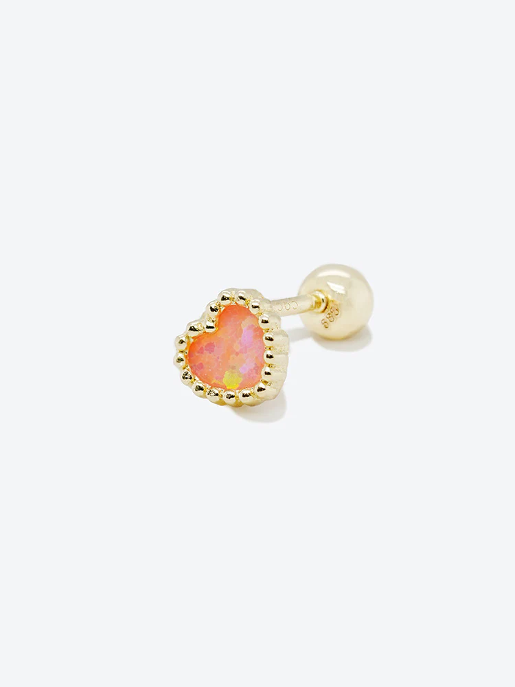 14K Solid Gold Bold Classic Antique Heart Cartilage Earring 20G - Image 17