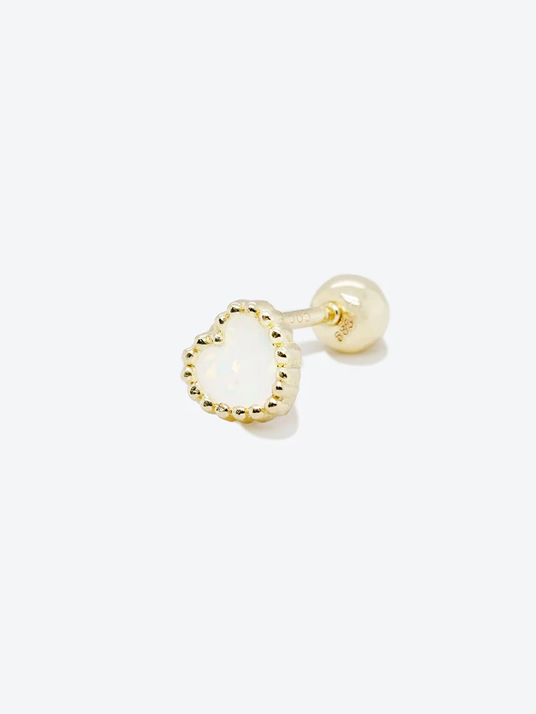 14K Solid Gold Bold Classic Antique Heart Cartilage Earring 20G - Image 18