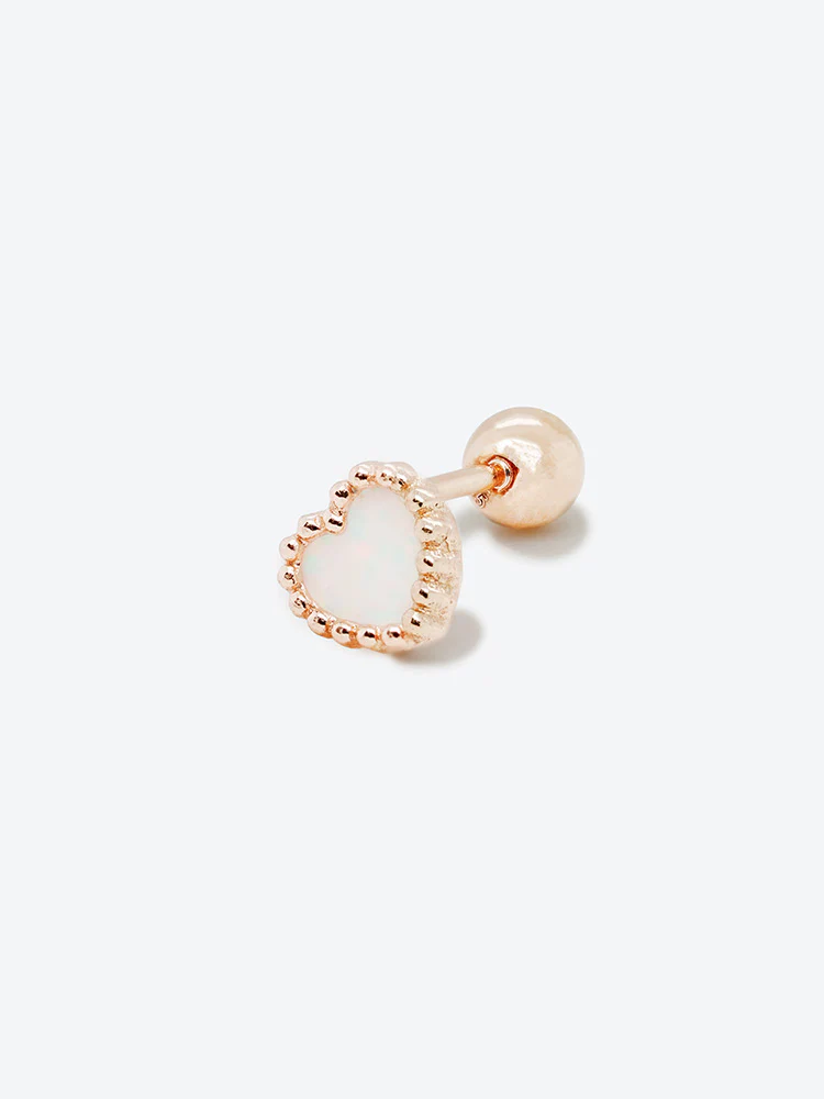 14K Solid Gold Bold Classic Antique Heart Cartilage Earring 20G - Image 19
