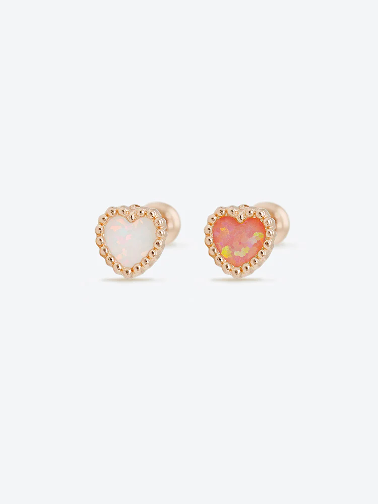 14K Solid Gold Bold Classic Antique Heart Cartilage Earring 20G - Image 22