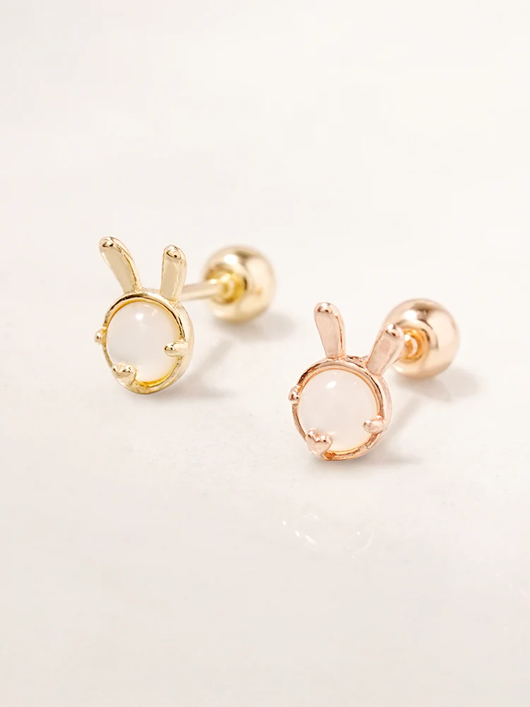 14K Solid Gold Bunny Bunny Carrot Rabbit Cartilage Earring 20G - Image 3
