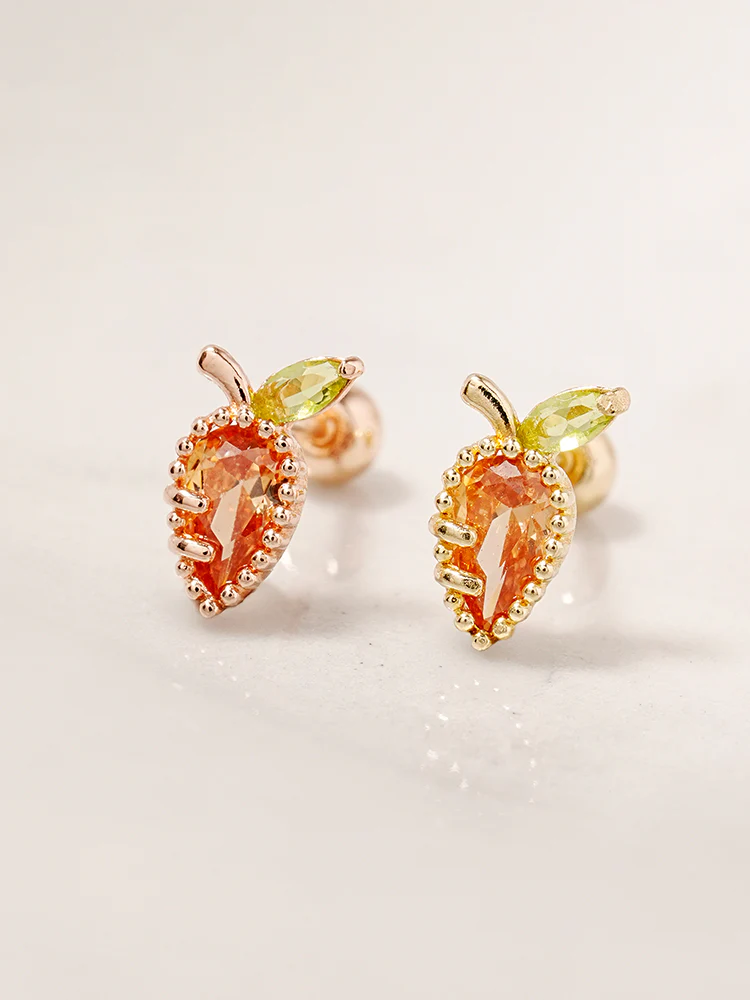 14K Solid Gold Bunny Bunny Carrot Rabbit Cartilage Earring 20G - Image 5