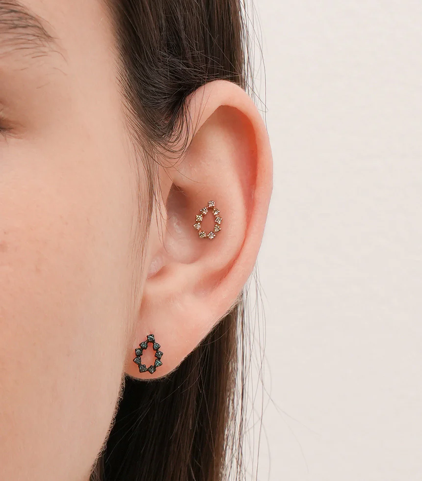 14K Solid Gold Circle of Star Cartilage Earring 18G - Image 9