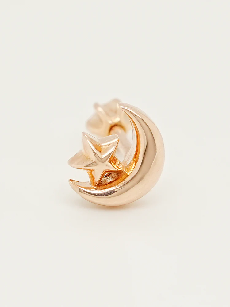 14K Solid Gold Dreaming Night Cartilage Earring 18G16G - Image 10