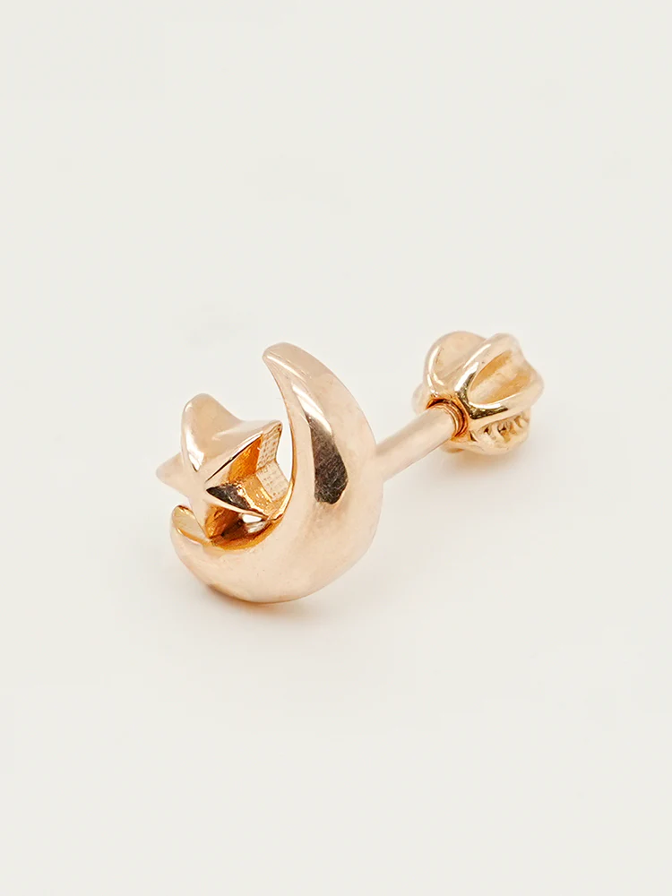 14K Solid Gold Dreaming Night Cartilage Earring 18G16G - Image 11