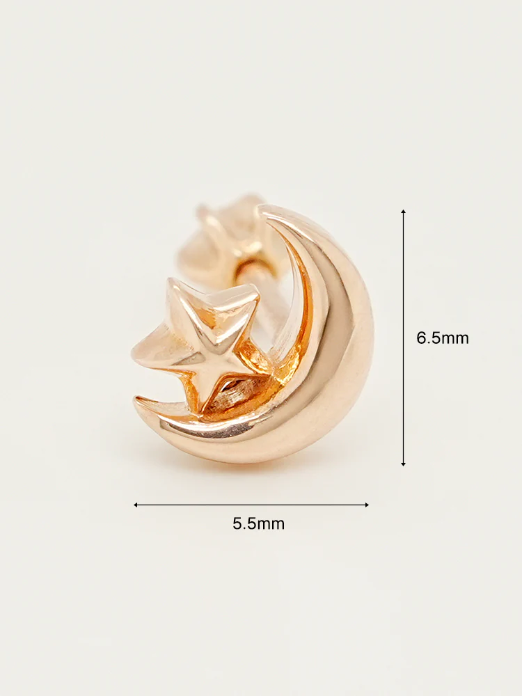14K Solid Gold Dreaming Night Cartilage Earring 18G16G - Image 13