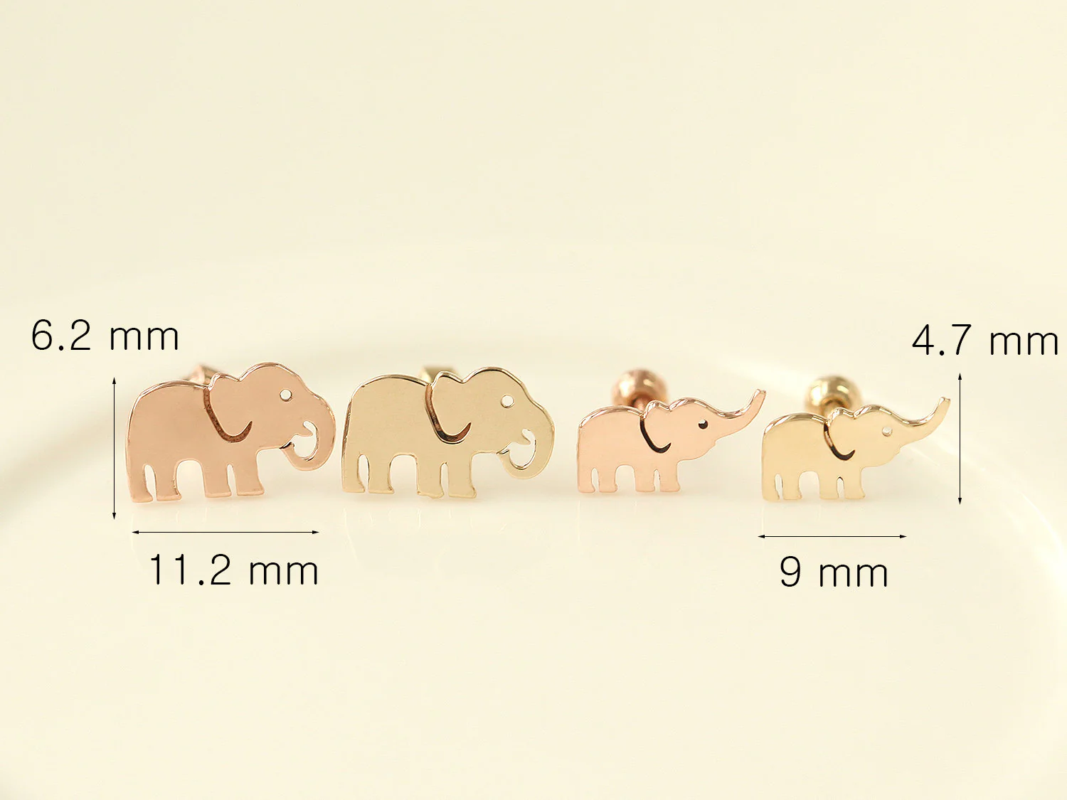 14K Gold Elephant Cartilage Earring 18G16G - Image 11