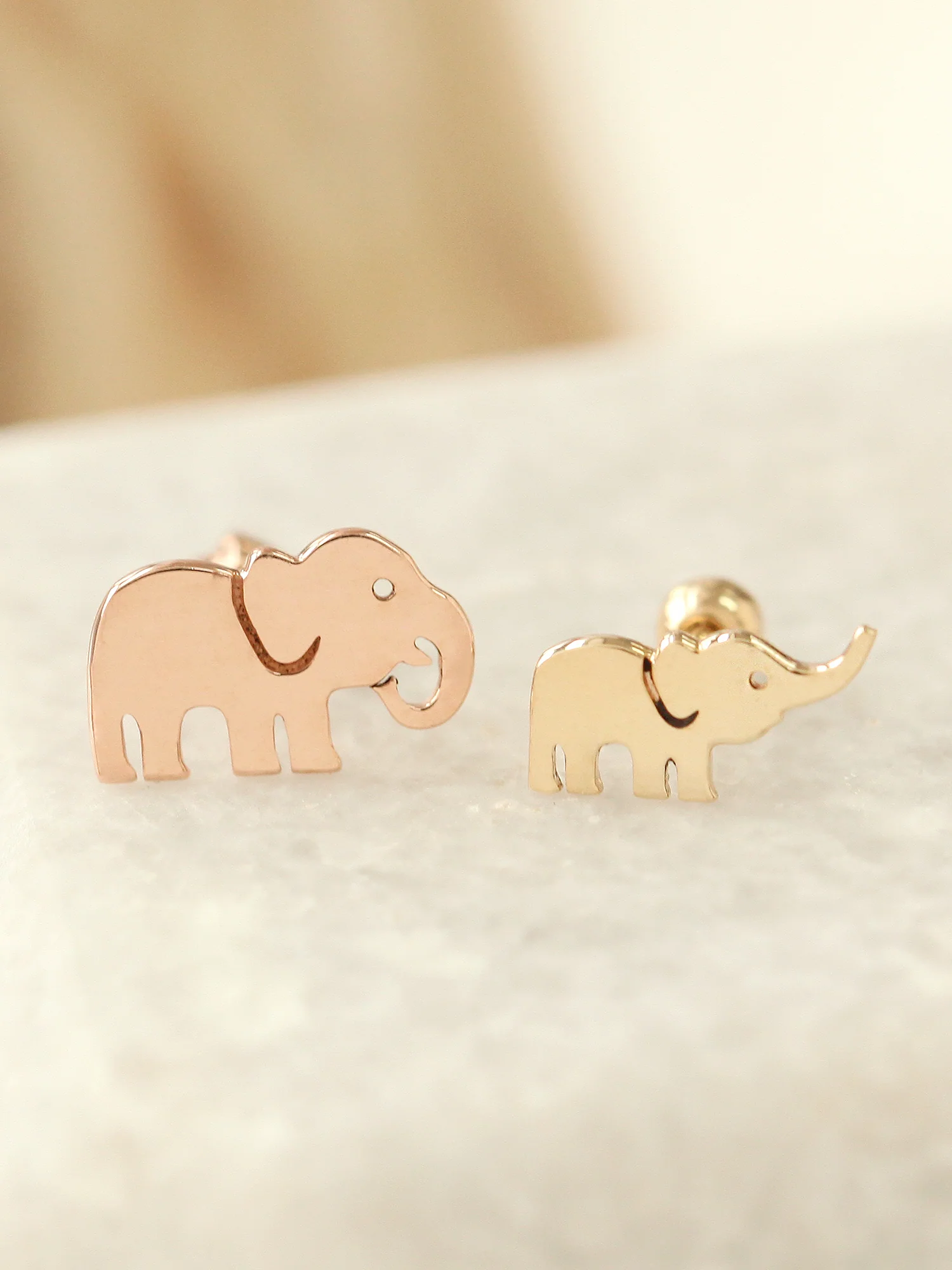 14K Gold Elephant Cartilage Earring 18G16G - Image 2