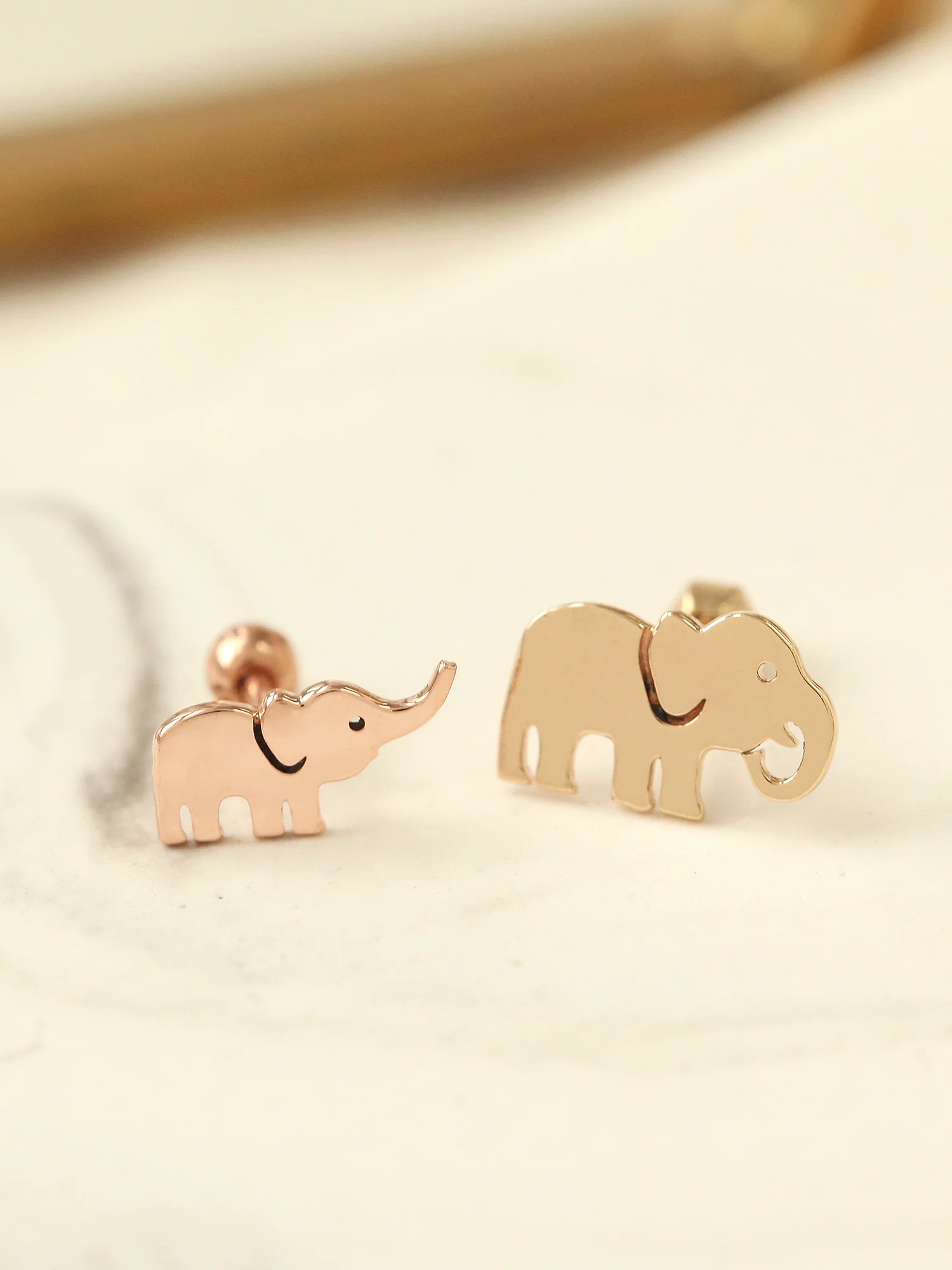 14K Gold Elephant Cartilage Earring 18G16G - Image 4