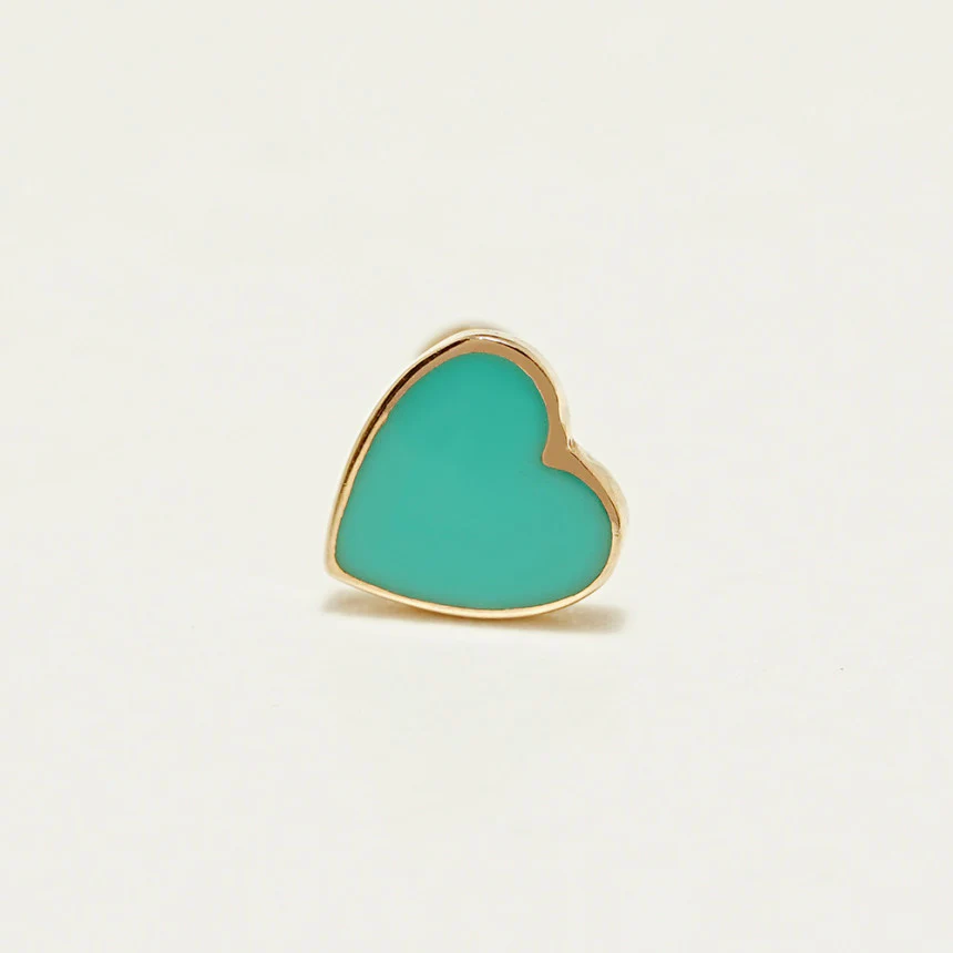 14K Solid Gold Enamel Heart Cartilage Earring 20G18G16G - Image 11