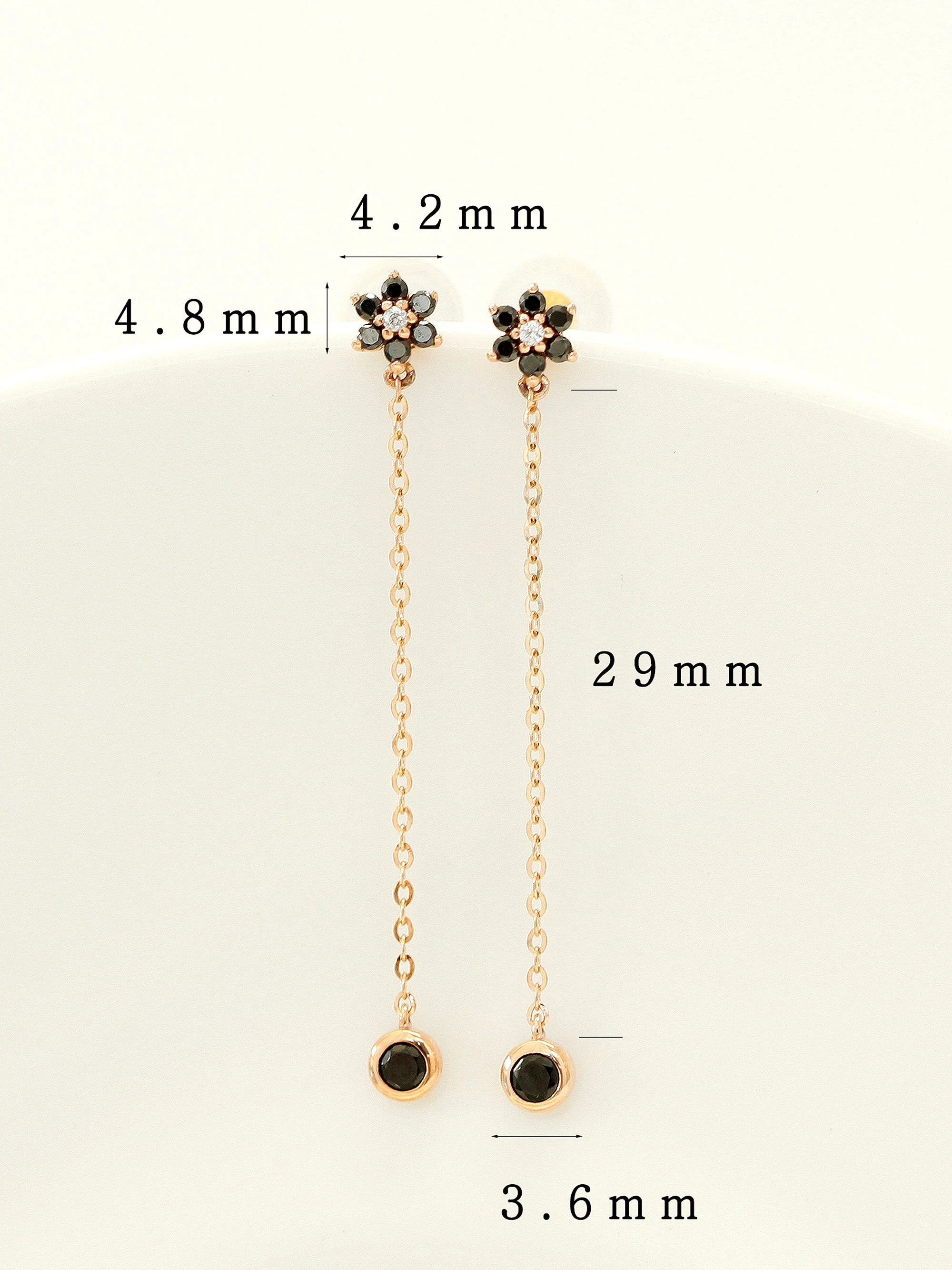 14K Gold Lovely Flower Drop Earring - Image 9