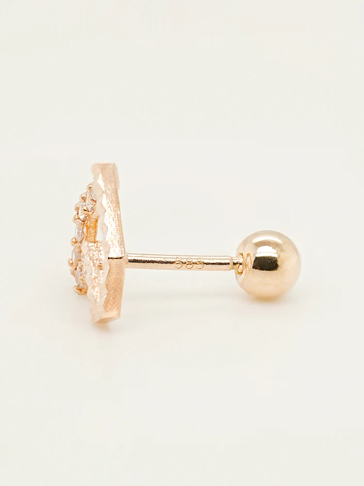 14K Solid Gold Half-and-Half Heart Cubic Cartilage Earring 20G - Image 9